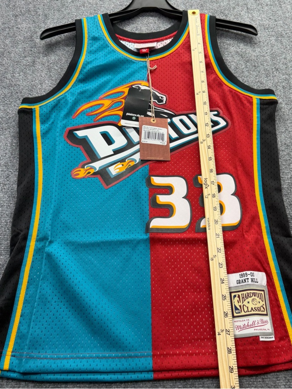 Mitchell & Ness Detroit Pistons Grant Hill NBA Split Swingman Jersey 1999 Size M - Picture 11 of 11